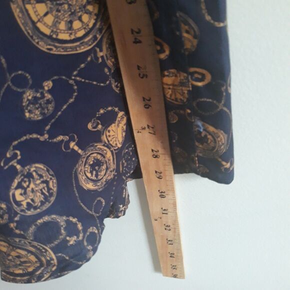 American Breed Casual Wear Mens XXL Navy Gold Stop Watch Chains Longe Sleeves - Picture 7 of 13